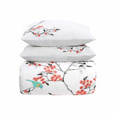 Cherry Garden Embroidered Cotton Duvet Cover Set